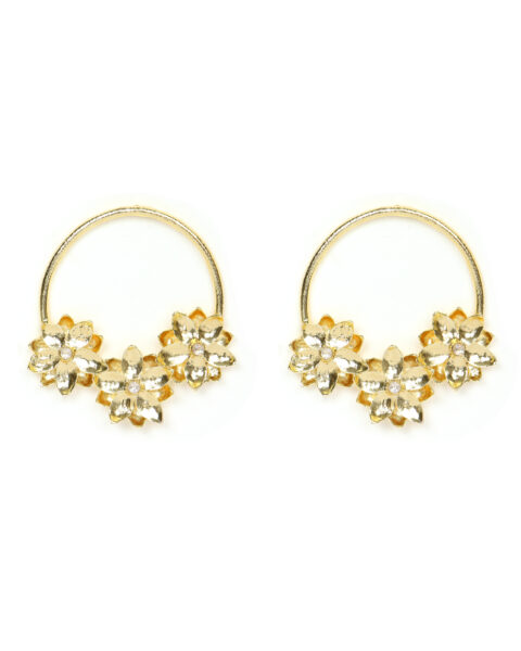 Golden Floral Hoop Earrings