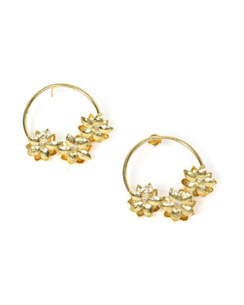 Golden Floral Hoop Earrings