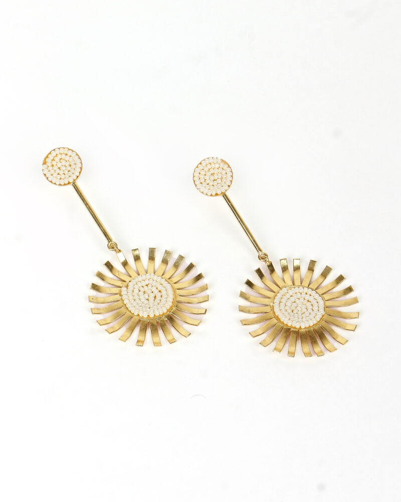 Sun Shape Danglers with Moti pearls