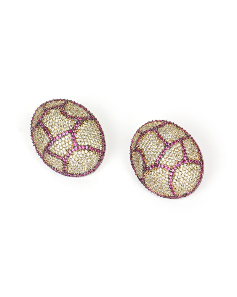 Gold and Purple Oval Crystal Earrings