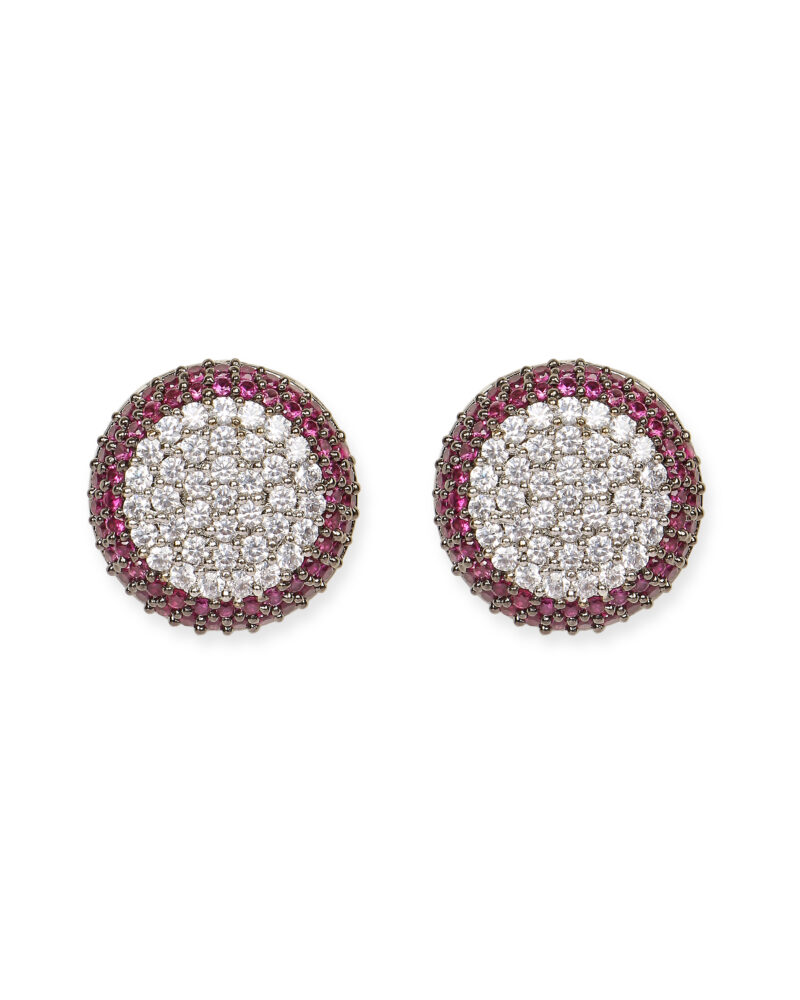 Pink and White Crystal Stud Earrings