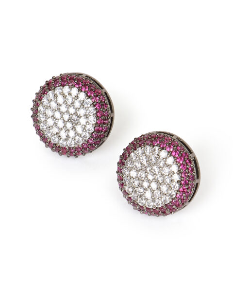 Pink and White Crystal Stud Earrings