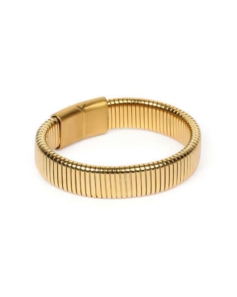 Gold-Plated Flexible Bracelet with Sleek Magnetic Clasp
