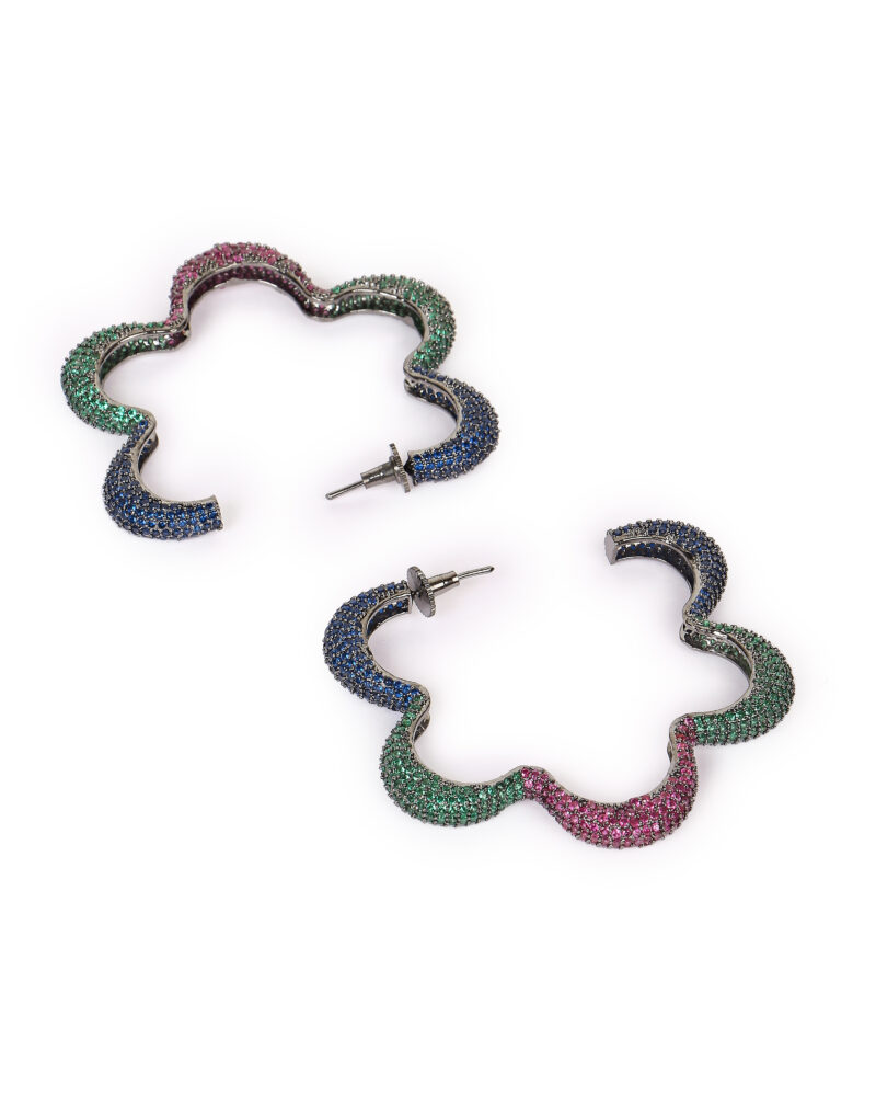 Multicolor Wavy Hoop Earrings