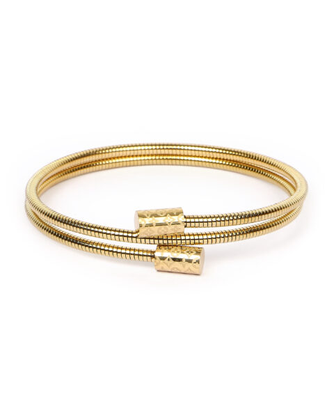 Gold-Tone Designer Coil Bracelet with Engraved Clasp