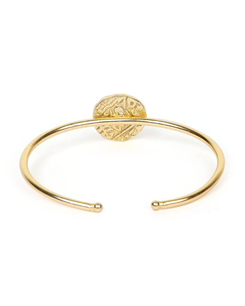 Gold-Tone Open Cuff Bracelet with Textured Medallion