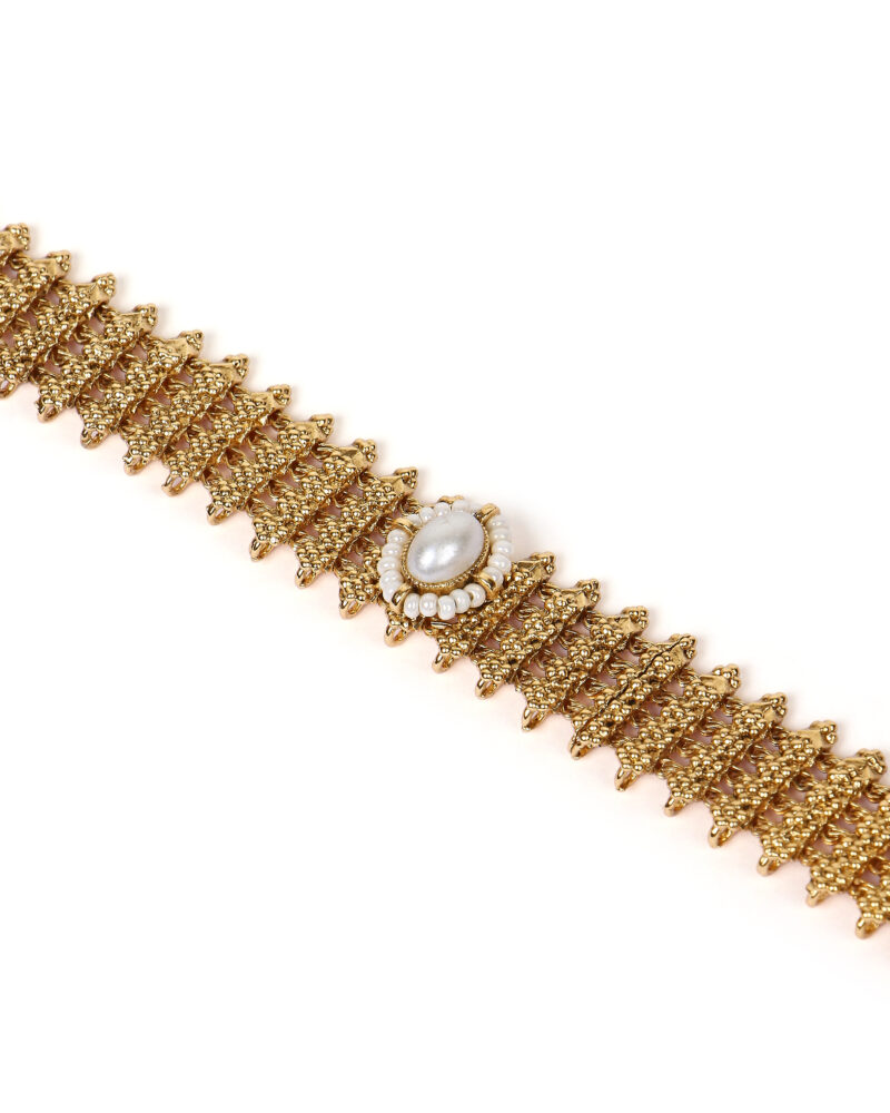 Vintage Gold-Plated Pearl Accent Bracelet - Image 3
