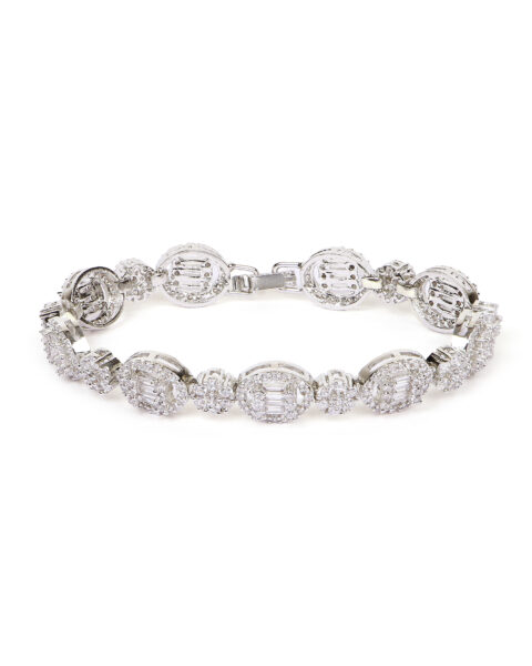 Intricate Silver Oval Link Tennis Bracelet
