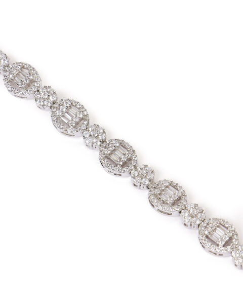 Intricate Silver Oval Link Tennis Bracelet