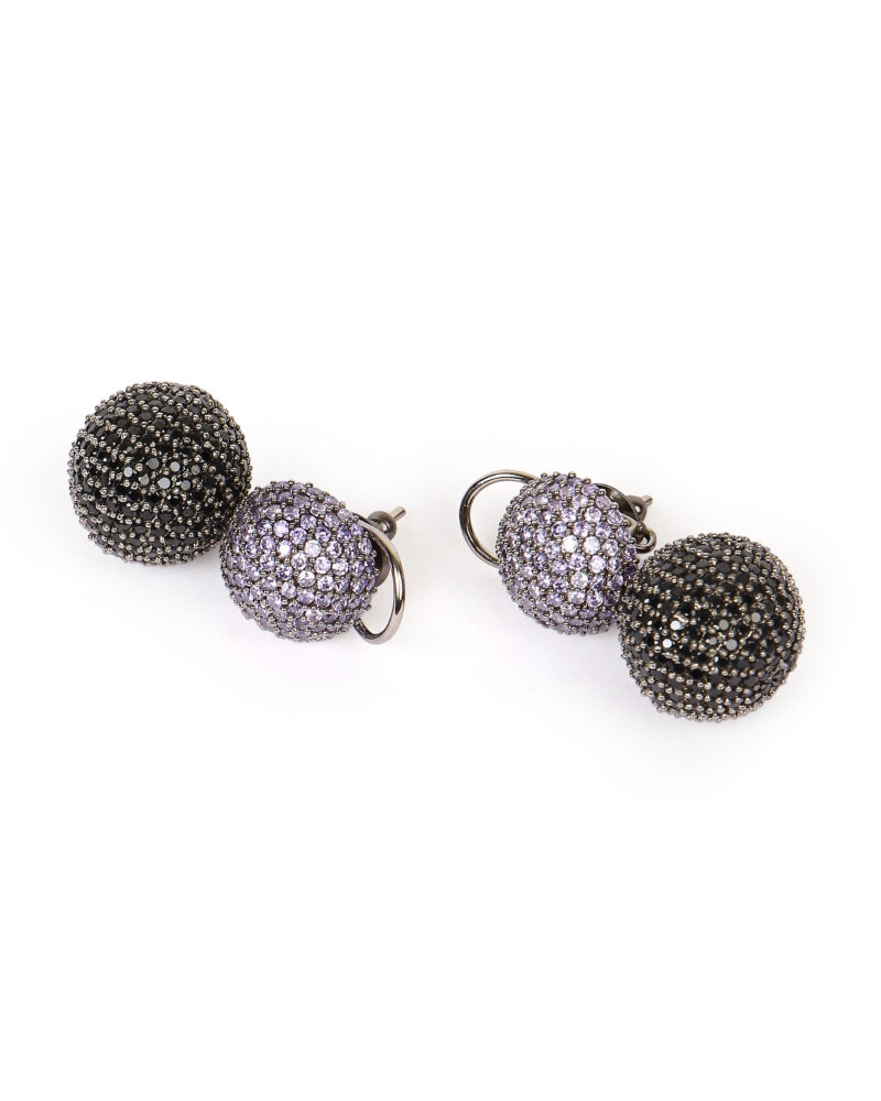 Pink and Black Crystal Ball Drop Earrings