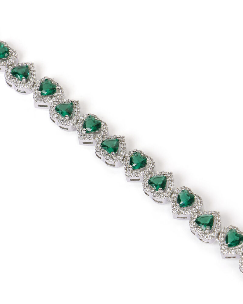 Heart-Shaped Emerald Tennis Bracelet