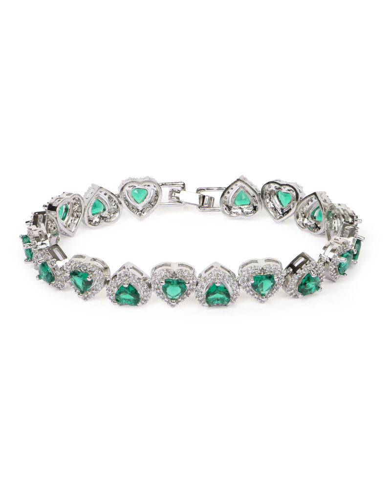 Heart-Shaped Emerald Tennis Bracelet