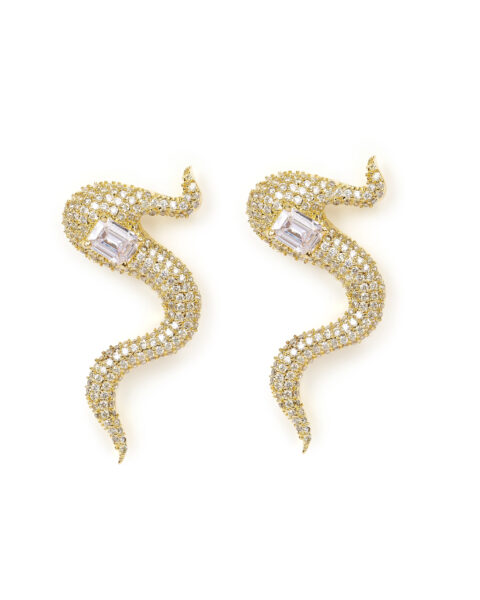 Diamond Encrusted Wavy Shape Earrings