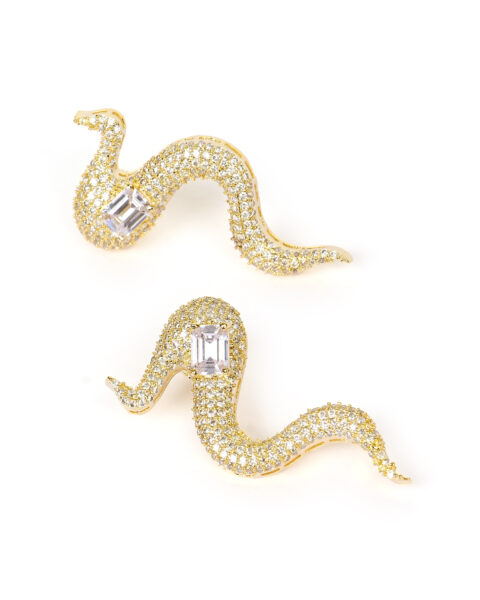 Diamond Encrusted Wavy Shape Earrings