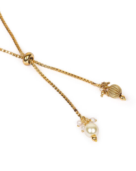 Gold and Pearl Cluster Adjustable Bracelet