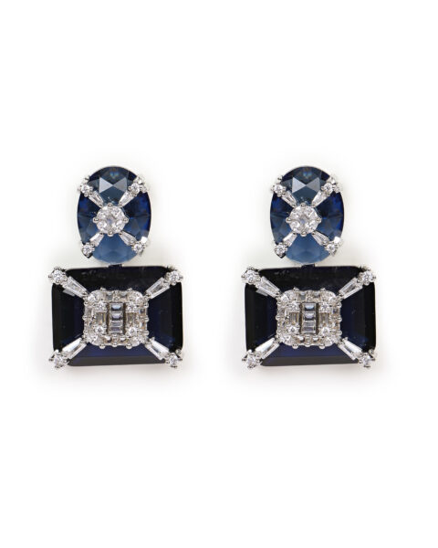 Blue Sapphire Rectangle Earrings