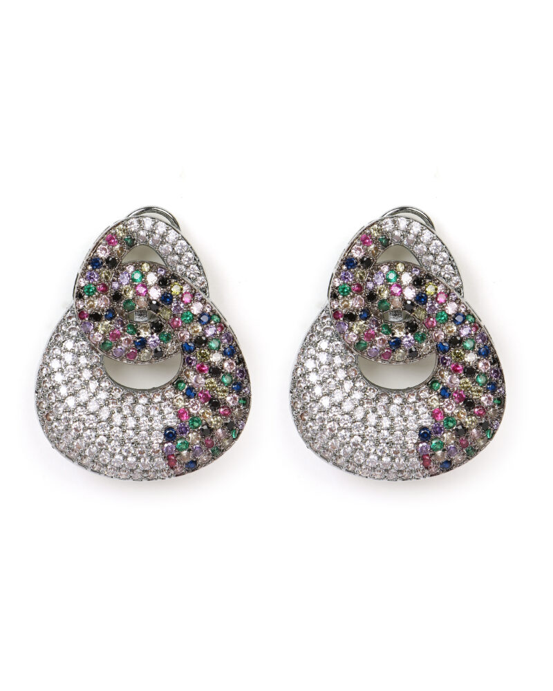 Multicolor Crystal Loop Statement Earrings