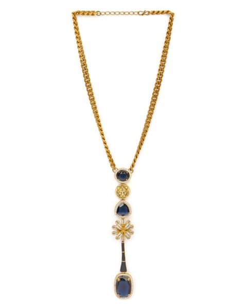 Black Stone Pendant Necklace with Tiger Motif Earrings