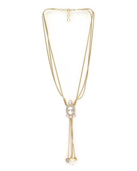 Triple-Line Chain Necklace with Indian Accents