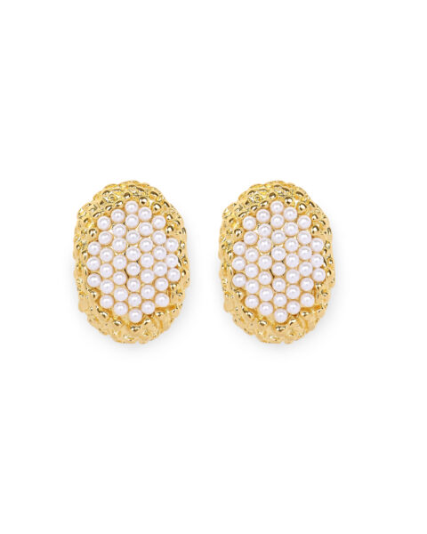 Gold Earrings with Cluster Moti