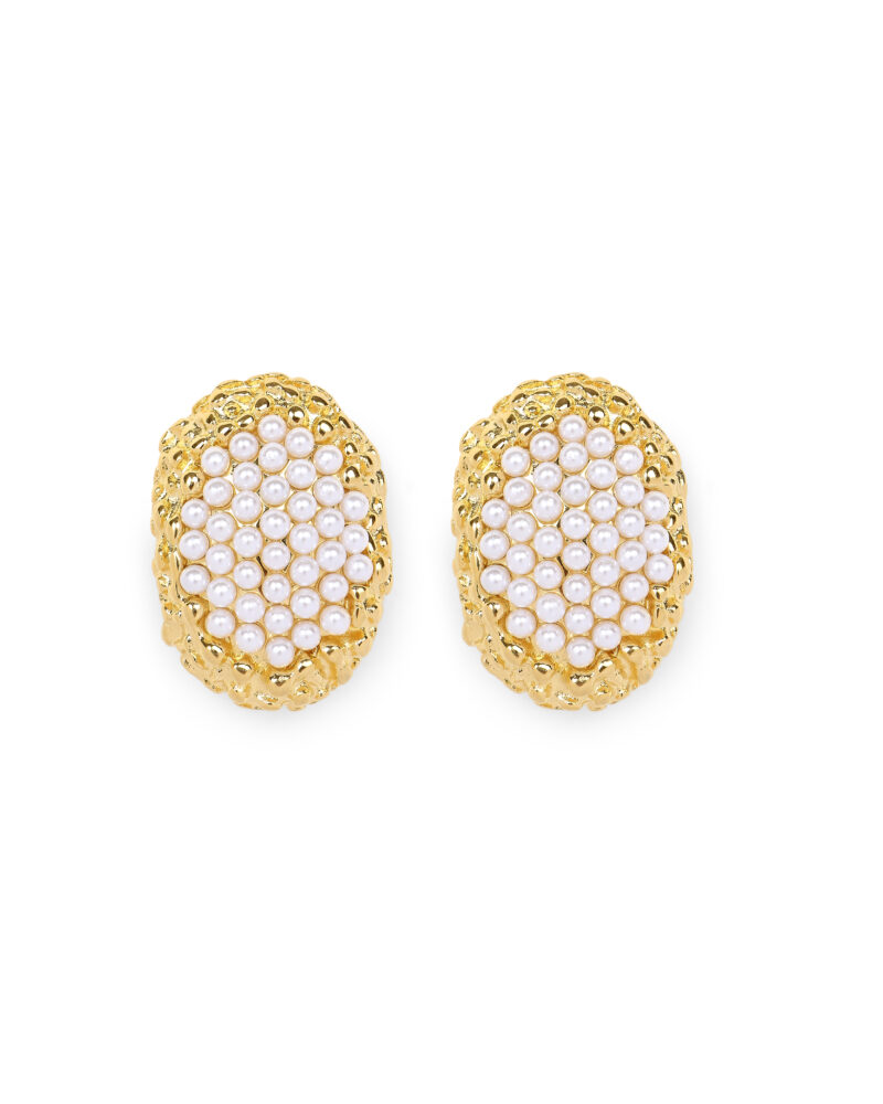 Gold Earrings with Cluster Moti