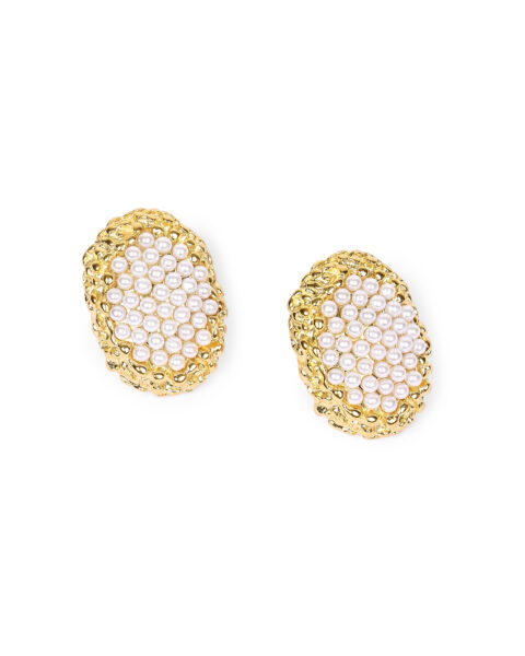 Gold Earrings with Cluster Moti