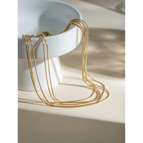 Gold-Plated Layered Chain Necklace - Women's Necklace