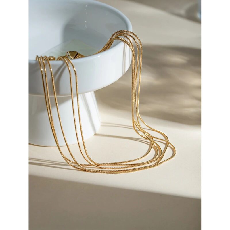 Gold-Plated Layered Chain Necklace - Women's Necklace