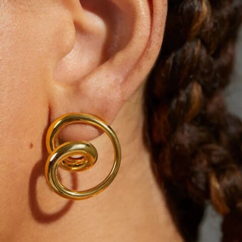 Gold-Plated Swirl Earrings - Women's Earrings