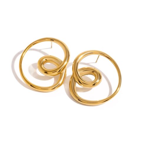 Gold-Plated Swirl Earrings - Women's Earrings