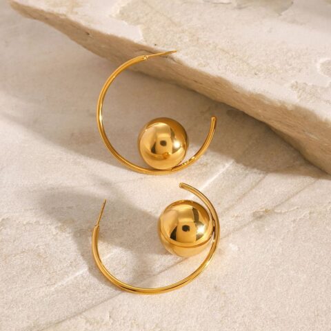Gold-Plated Orb Hoop Earrings