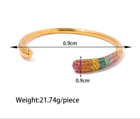 Rainbow Crystal Cuff Bracelet