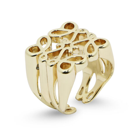 monogram ring, Chain Reaction – Gold-Plated Chain Necklace & Openwork Monogram Ring