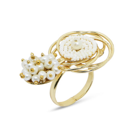 Gold-Plated Pearl Ring Set