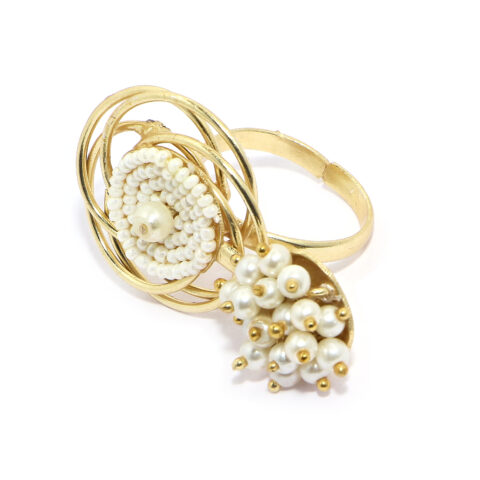 Gold-Plated Pearl Ring Set