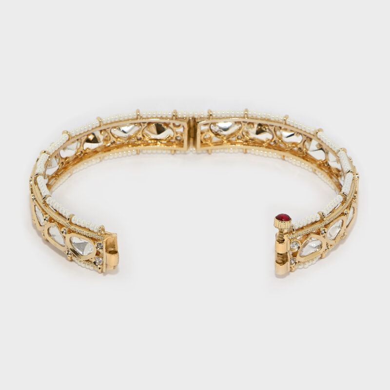 Rose Gold Heart Kundan Bracelet