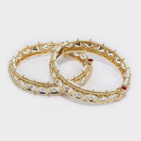 Rose Gold Heart Kundan Bracelet