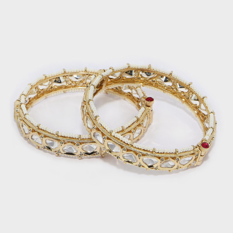 Rose Gold Heart Kundan Bracelet