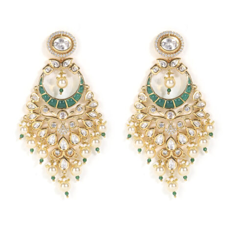 kundan emerald earrings