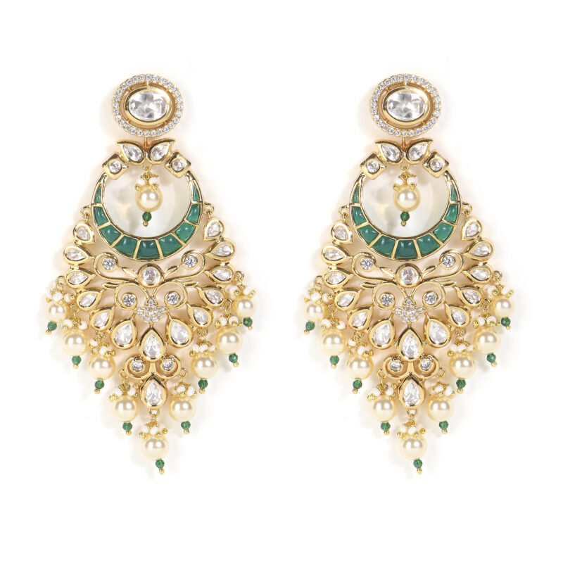kundan emerald earrings