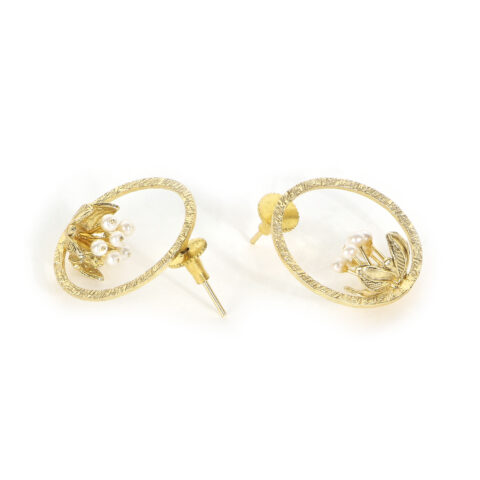 pearl flower hoop earrings