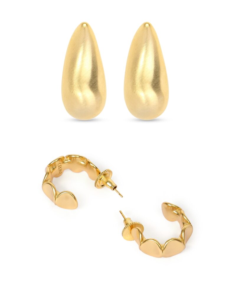 Golden Riot – Matte Gold Teardrop Earrings & Minimalist Gold Disc Hoops