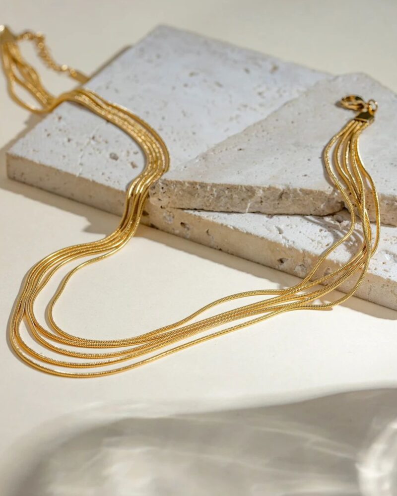 All That Glitters – Gold-Plated Layered Chain Necklace & Chunky Ring